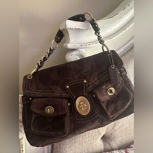 Authentic Coach Vintage Legacy Leigh Dark Brown Suede Satchel! Rare! NWOT